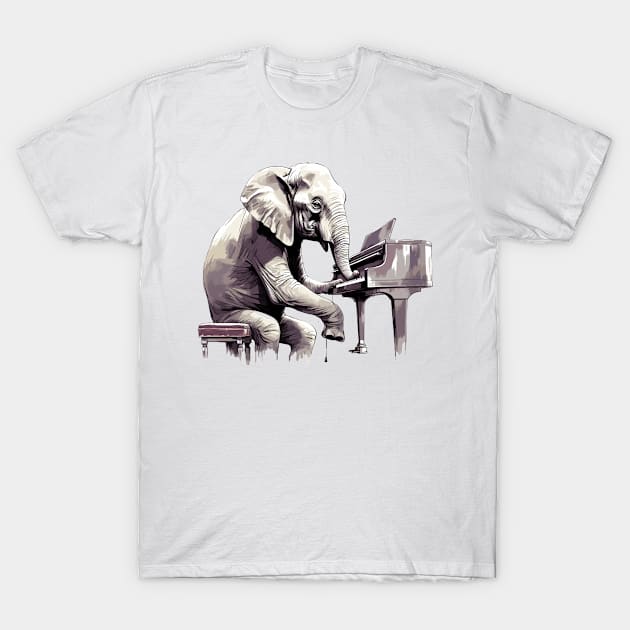 Elephant playing piano T-Shirt by Graceful Designs